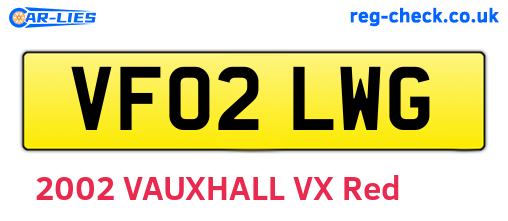 VF02LWG are the vehicle registration plates.