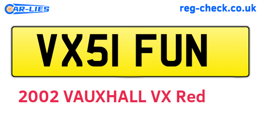 VX51FUN are the vehicle registration plates.