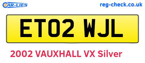 ET02WJL are the vehicle registration plates.
