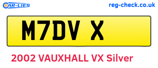 M7DVX are the vehicle registration plates.