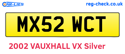 MX52WCT are the vehicle registration plates.