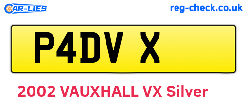 P4DVX are the vehicle registration plates.