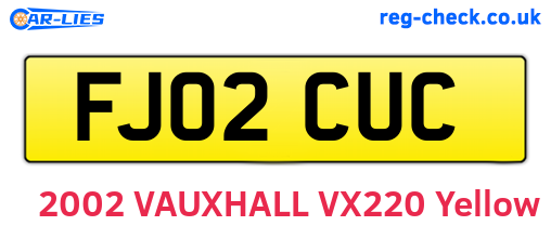FJ02CUC are the vehicle registration plates.