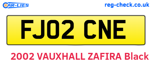 FJ02CNE are the vehicle registration plates.