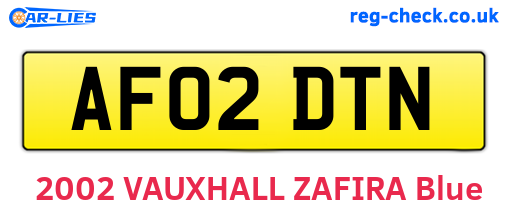 AF02DTN are the vehicle registration plates.
