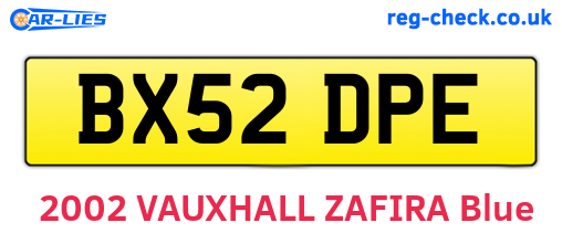 BX52DPE are the vehicle registration plates.