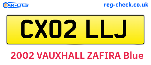 CX02LLJ are the vehicle registration plates.