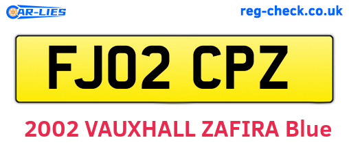 FJ02CPZ are the vehicle registration plates.