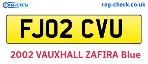 FJ02CVU are the vehicle registration plates.