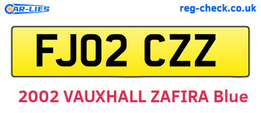 FJ02CZZ are the vehicle registration plates.
