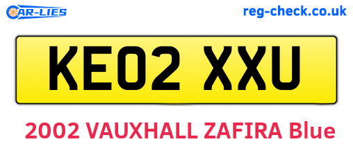 KE02XXU are the vehicle registration plates.
