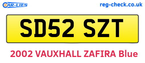 SD52SZT are the vehicle registration plates.