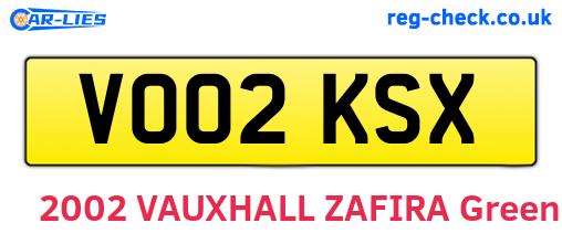 VO02KSX are the vehicle registration plates.