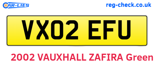 VX02EFU are the vehicle registration plates.