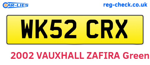 WK52CRX are the vehicle registration plates.