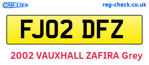 FJ02DFZ are the vehicle registration plates.
