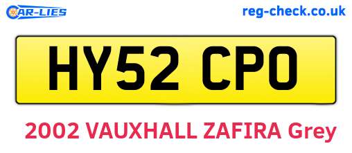 HY52CPO are the vehicle registration plates.
