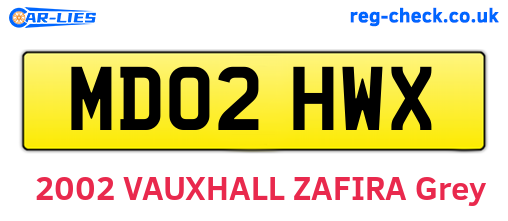 MD02HWX are the vehicle registration plates.
