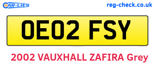 OE02FSY are the vehicle registration plates.