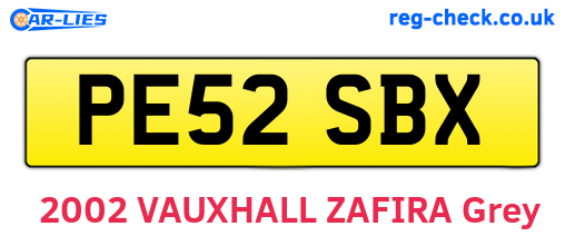 PE52SBX are the vehicle registration plates.