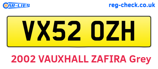 VX52OZH are the vehicle registration plates.
