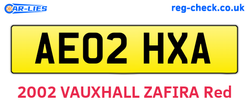 AE02HXA are the vehicle registration plates.