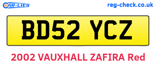 BD52YCZ are the vehicle registration plates.