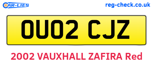 OU02CJZ are the vehicle registration plates.