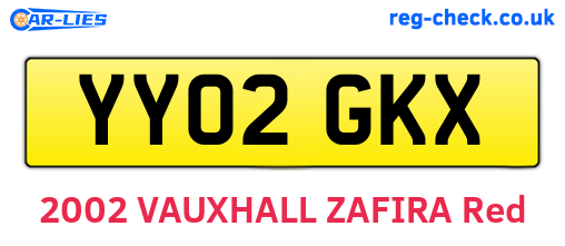 YY02GKX are the vehicle registration plates.
