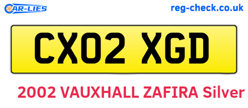 CX02XGD are the vehicle registration plates.