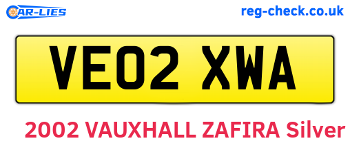 VE02XWA are the vehicle registration plates.