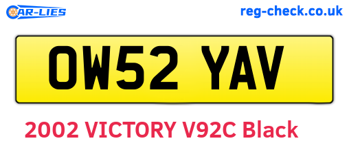 OW52YAV are the vehicle registration plates.