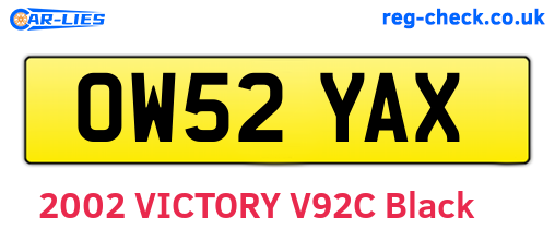 OW52YAX are the vehicle registration plates.