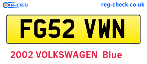 FG52VWN are the vehicle registration plates.