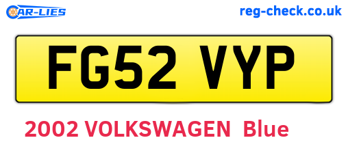 FG52VYP are the vehicle registration plates.