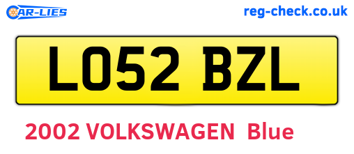 LO52BZL are the vehicle registration plates.