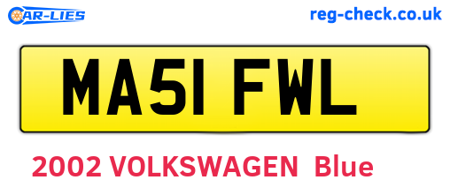 MA51FWL are the vehicle registration plates.