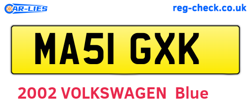 MA51GXK are the vehicle registration plates.