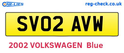 SV02AVW are the vehicle registration plates.
