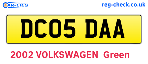 DC05DAA are the vehicle registration plates.