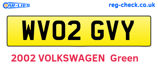 WV02GVY are the vehicle registration plates.