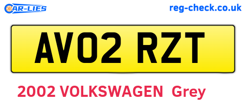 AV02RZT are the vehicle registration plates.