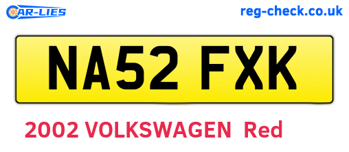 NA52FXK are the vehicle registration plates.