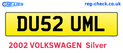 DU52UML are the vehicle registration plates.
