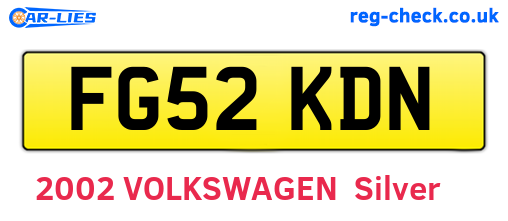 FG52KDN are the vehicle registration plates.