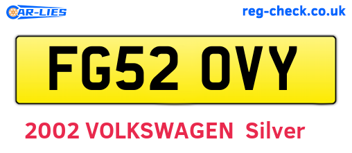 FG52OVY are the vehicle registration plates.