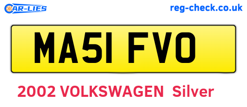 MA51FVO are the vehicle registration plates.