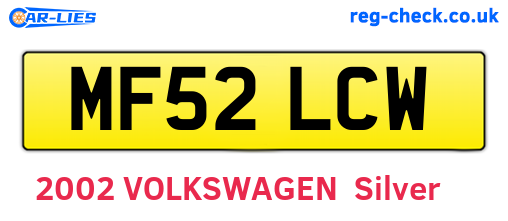 MF52LCW are the vehicle registration plates.