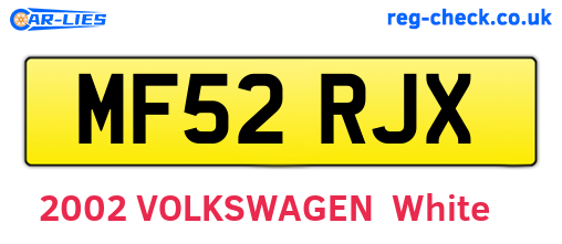 MF52RJX are the vehicle registration plates.