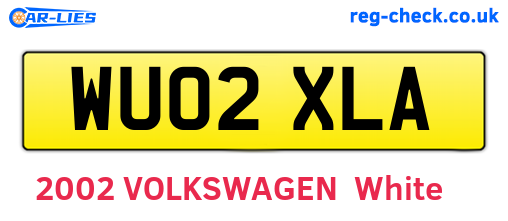 WU02XLA are the vehicle registration plates.
